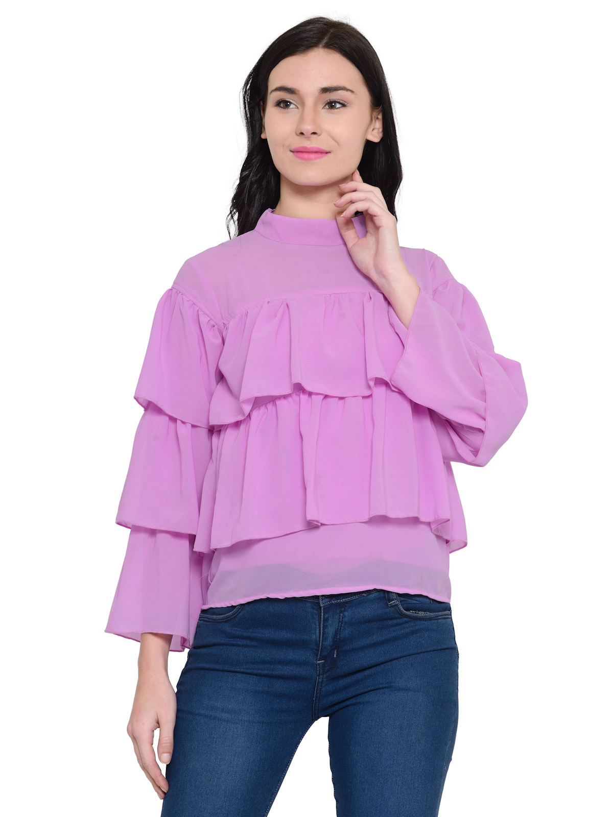 Pastel Mauve Frilled long sleeves top
